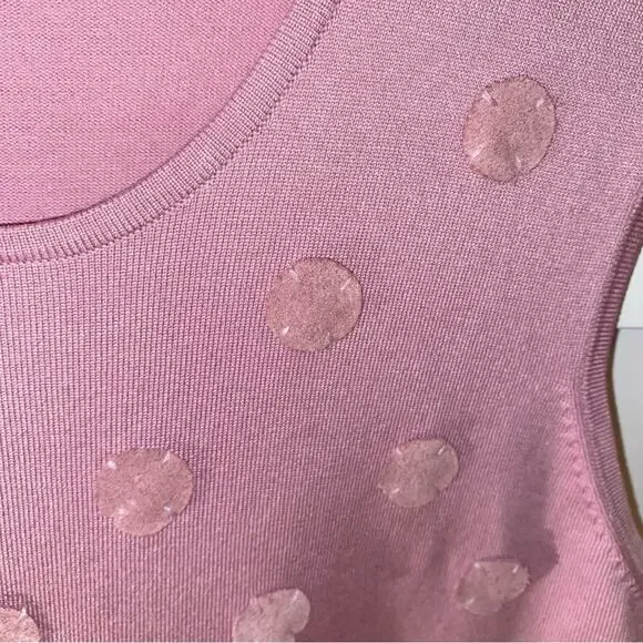 RAFAEL Sleeveless Top Women’s Size Medium Rose Pink Polka Dot Accents Silk Blend - Picture 6 of 6